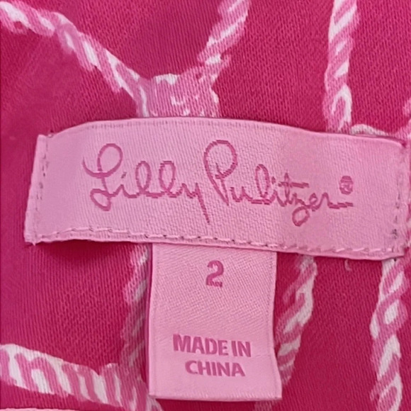 Lilly Pulitzer Falling Off The Grid Pink Wide Leg Pants - Size 2 - Picture 6 of 8